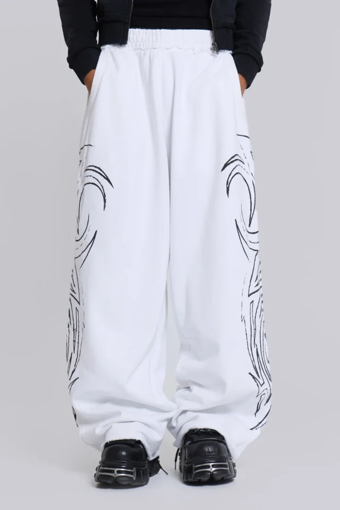 White Baggy Blade Sweatpants