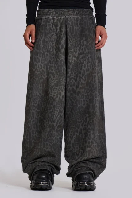 Charcoal Leopard Baggy Monster Sweatpants