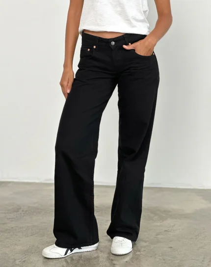 Rinse Black Baggy Low Rise Jeans