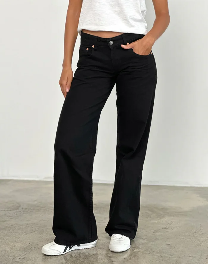 Rinse Black Baggy Low Rise Jeans