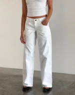 White Baggy Low Rise Jeans