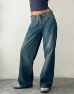 Blue Acid Baggy Low Rise Jeans