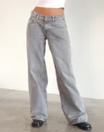 Grey Wash Baggy Low Rise Jeans