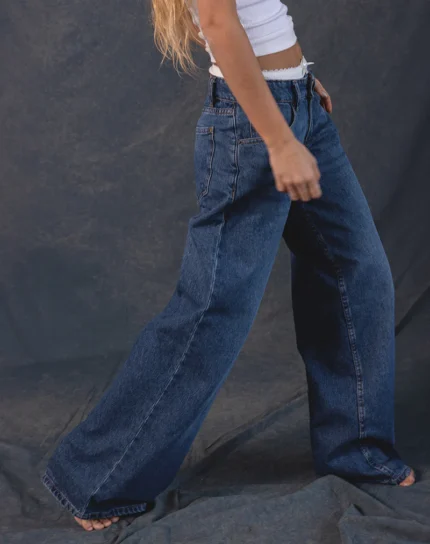 Mid Blue Baggy Low Rise Jeans